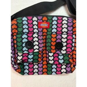 Dickies Yak Pak Mini Messenger Bag Multi Color Rainbow Heart Print Crossbody
